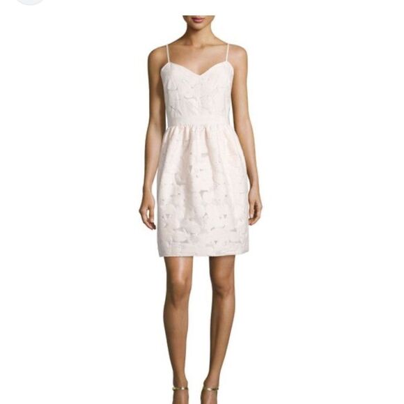 Ted Baker London MiniDress Pink Blush Lace Pockets Sleeveless Fit Flare Sz 2 S/M - Picture 1 of 17